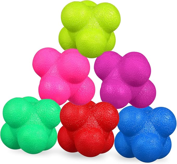TOYANDONA 6 Pcs Hexagonal Reaction Balls for Baseball Training Lightweight Exercise Balls with High Difficulty Challenge Colorful Agility Equipment for Hand Eye Coordination and Reflex