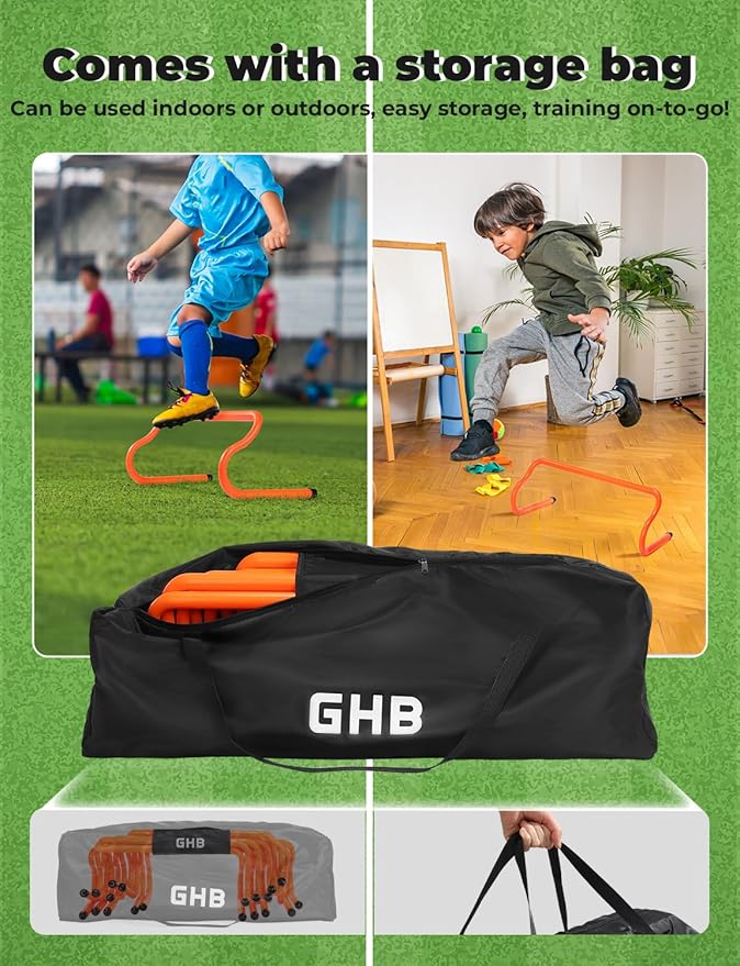 GHB Agility Hurdles 8" Speed Agility Training Hurdles, Detachable Sturdy Hurdles Training Equipment Set with Carry Bag for Kids,Athletes,Soccer,Basketball