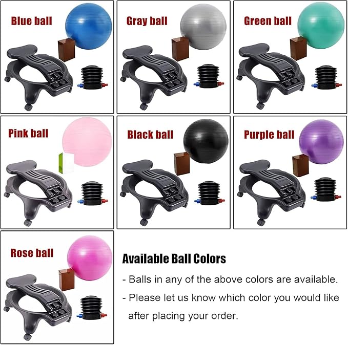 Sports Exercise Ball Chair with Included Hand Air Pump, Balance Ball Chair with Wheels and Back Support, Purple Yoga Ball Chair for Home and Office