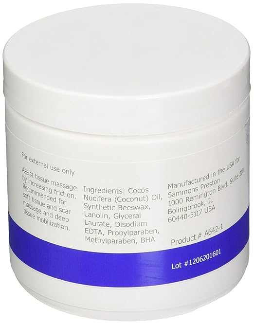 Rolyan Deep Prep II Cream, Professional Massage Cream with Coconut Oil, Beeswax-Free, Long Lasting Creme with Waxy Feel for Relaxing Full Body Massage, 15 Ounce Jar