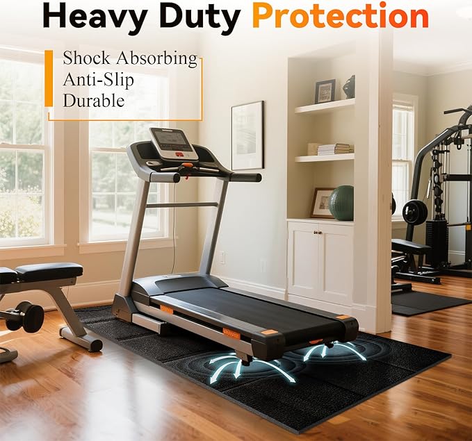 Treadmill Mat for Hardwood & Carpet Floors, 79 × 39.4, 71×31.5, Non-Slip Mat Under Treamills, 1/4 Thick, Floor Protection for Home Gym