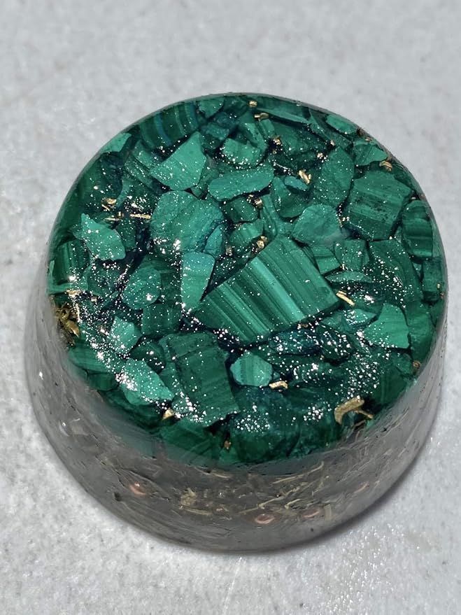 Malachite Orgone Generator Energy Accumulator 528Hz/7.83Hz/Advance Harmonics Many Beautiful Ingredients and Colors! (Malachite)