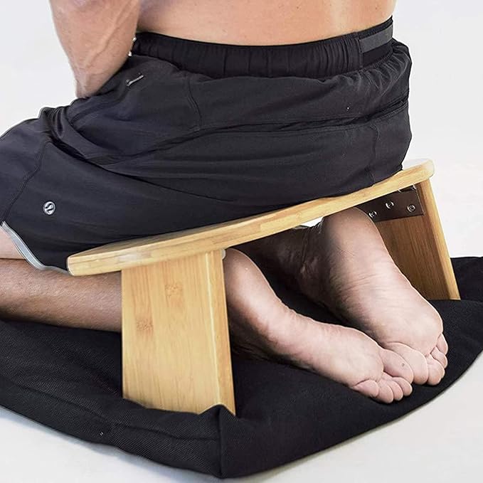 Foldable Meditation Bench, Bamboo, Stable Prayer Bench with Carrying Bag, Prayer Stool Yoga Stool Kneeling Meditation Bench for Deeper and Longer Meditation