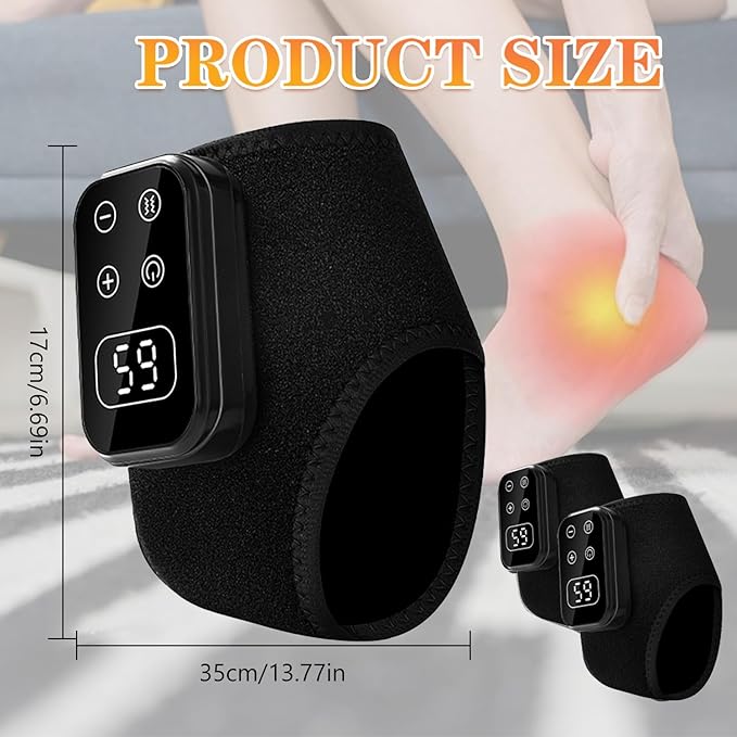 Foot Advanced Renew Triple Method Massager, with 5 Vibration Modes and 6 Heat Levels, Suitable for Pain Relief and Plantar Fasciitis, Travel & Home Use（Black 2pcs）