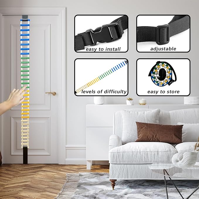 Portable Over-The-Door Shoulder Finger Ladder, Shoulder Pain Relief Wooden Finger Ladder for Hand Therapy and Joint Rehabilitation (Colorful)