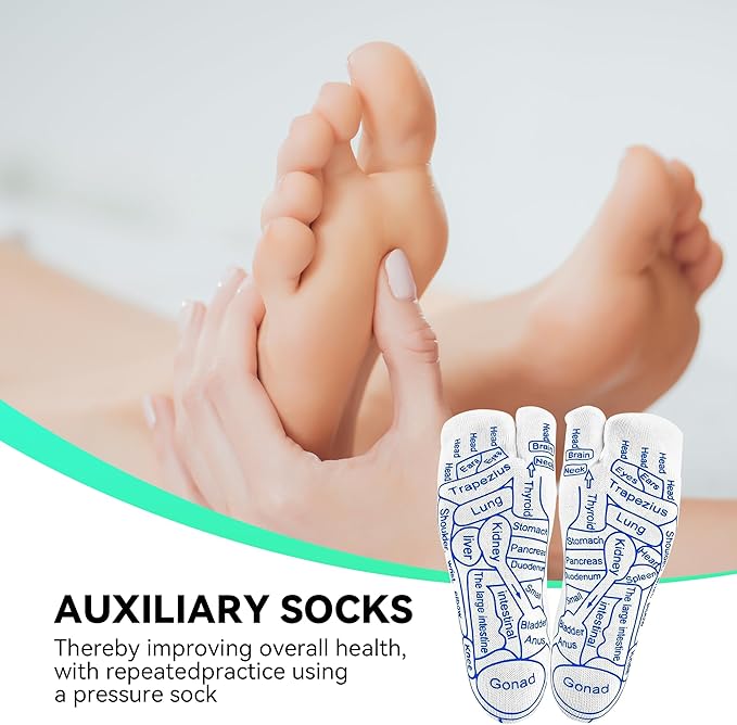 Reflexology Sock with Massage Tools Set, 2 Pairs Socks Acupuncture Trigger Point Foot Pain Relief Remedy Acupoint Birthday Gifts for Women (Women - B Set)
