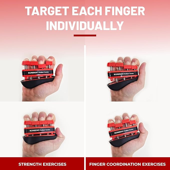 Finger Strengthener - Grip Strength Trainer, Forearm & Hand Gripper Exerciser, Strengthening Grip for Therapy, Guitar Handgrip, Wrist Strengtheners