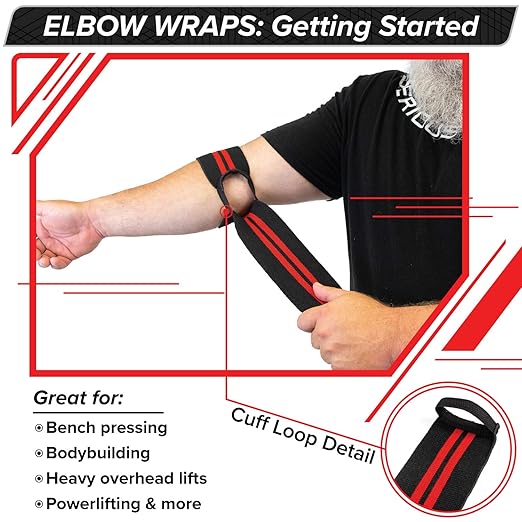 SERIOUS STEEL FITNESS Strongman Elbow Wraps (Pair) - 160 CM (63 inches)