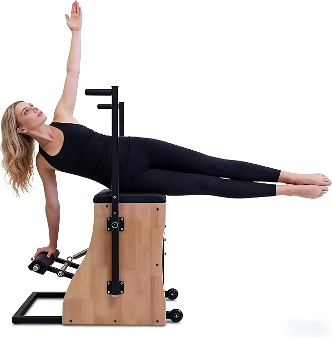 Pilates Chair for Yoga Fitness Pilates Reformer Machine with Split Pedal,Handles & Springs of Different Resistances Pilates Combo Equipment Non-Slip Socks for Home Use Gym Workout & Rehabilitation