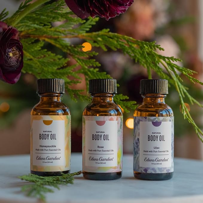 Edens Garden in Bloom Body Oil 3 Set – Floral Bath, Body & Massage Oils with Pure Essential Oils & Vitamin E, Moisturizing Aromatherapy Skincare Gift Set, 1 fl oz (30 ml)/ 3 Pack