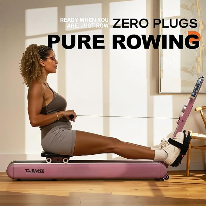 TOUSAINS Magnetic Rowing Machine ENT-R120,32 Resistance Levels, Smooth and Quiet Indoor Rowing Machine for Full-Body Workout, Adjustable Foot Pedals, Foldable Design for Easy Storage