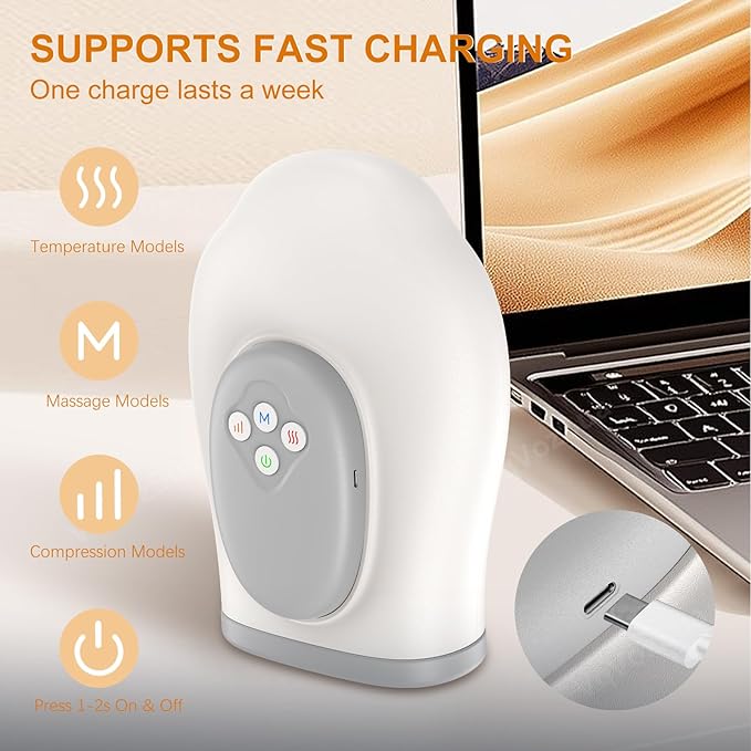 Full Hand Massager with Heat and Compression for Arthritis and Carpal Tunnel, Adjustable Hand Massage、 Temperatures、 Compression Models, Blood Circulation Pain Therapy Relax Relief Glove Gift