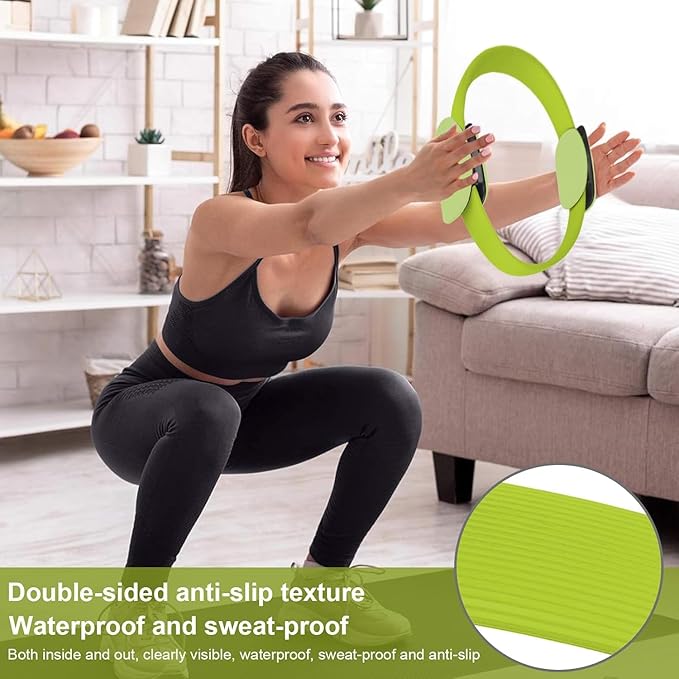 Pilates Ring Fitness Circle 14.96" Yoga Rings Magic Circle with Dual Padded Handles for Toning Arms, Thighs/Legs & Core