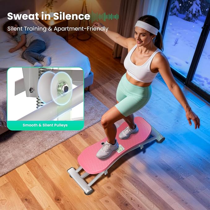 Balance Board with Resistance Bands, 300LBS Ski Balancing Machine Exercise Equipment LCD Monitor for Cardio, Home Ski Simulator Trainer for Full Body Workout