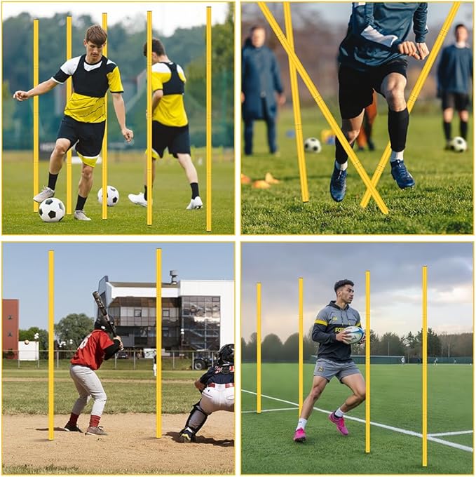 Agility Training Set: 3 Adjustable Speed Hurdles, 6 Agility Poles, 1 Agility Ladder, 12 Soccer Cones & Jump Rope, Multi-Function Soccer Training Equipment for Athletes, Amateurs, Youth