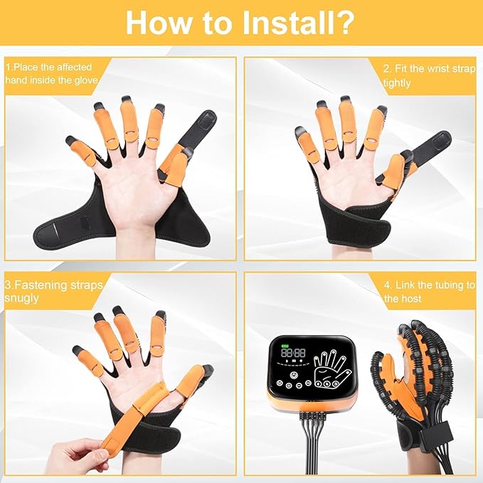 6th Generation Upgrade Rehabilitation Robot Gloves for Stroke Recovery – Hand Weakness & Hemiplegia Home Physical Therapy Device with Mirror Training & Multi-Mode (Left Hand, L)