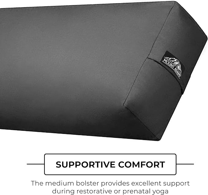 Mount Adams Rectangular Yoga Bolster for Restorative Yoga, 24" x 10" x 5", 6 lbs, 100% Cotton Rectangular Pillow with Handles, Dense, Firm Yoga Pillow and Cushion for Home or Studio