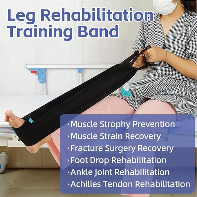 Stretch Bands for Exercise – Leg Stretching Strap for Physical Therapy, Hands-Free/Manual Options for Elderly Rehabilitation Bedridden Patients Lower Limb Myasthenia Surgery Recovery (2 Feet)