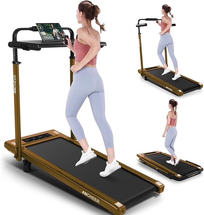 ANCHEER Treadmill with 12%/15% Incline, Folding Walking Pad with Handle Bar, 320-450lb Capacity Under Desk Foldable 3.5HP Treadmills for Home/Office/Gym,Installation-Free