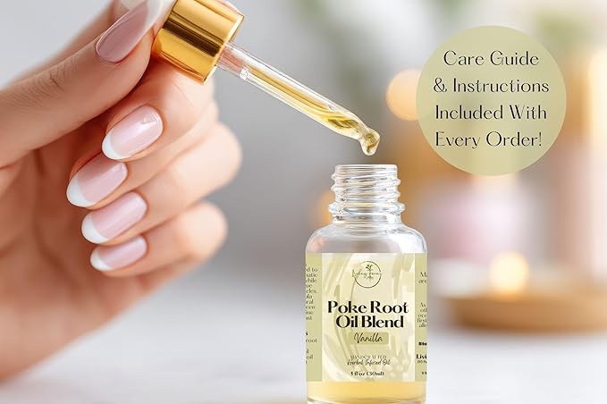 Organic Poke Root Oil with Castor Oil & Vanilla for Cysts, Boils, Fibroids, Swollen Lymph Nodes, Breast & Joint - Vegan Lymphatic Support Massage Oil - Handmade in The USA