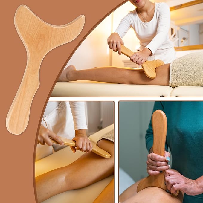 Wood Therapy Massage Tools, 4 in 1 Lymphatic Drainage Massager Body Sculpting Tools, Professional Maderoterapia Kit Cellulite Massager for Body Contouring,Relief Muscle