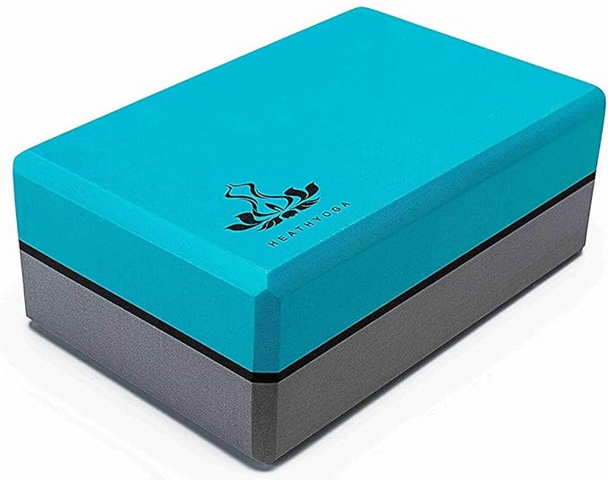Heathyoga Yoga Blocks 2 Pack with Strap, High Density EVA Foam Yoga Block and Yoga Strap Set to Support and Improve Poses and Flexibility