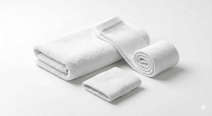 Personalized Women's Fitness Starter Pack, White Rayon Bamboo Towel with Breathable Socks and Stretch Wristband, Soft Workout and Yoga Set