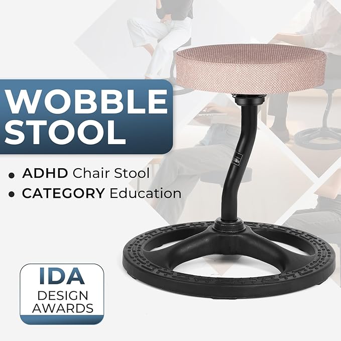 ADHD Chair for Kids, Yoga Chairs for Adults, Wobble Stool Active Flexible Seating Desk Chair with Non-Slip Base and Washable Seat Cover for Stability, Balance, Yoga, Office, School, Classroom