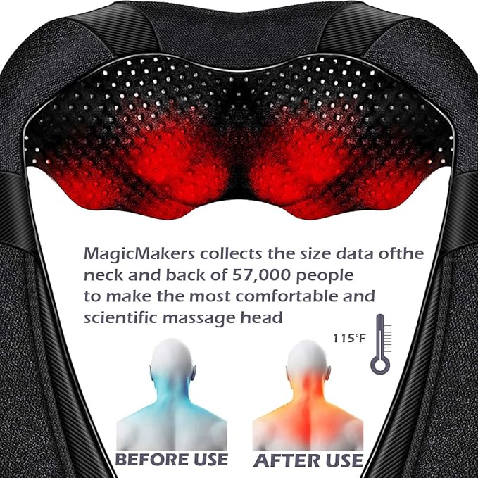 Shiatsu Neck Back and Shoulder Massager with Heat for Pain Relief Deep Tissue – Mother's Day Gifts for Mom, Women, Men and Dad – Perfect for Father’s Day, Birthdays, Valentine’s Day, and Christmas