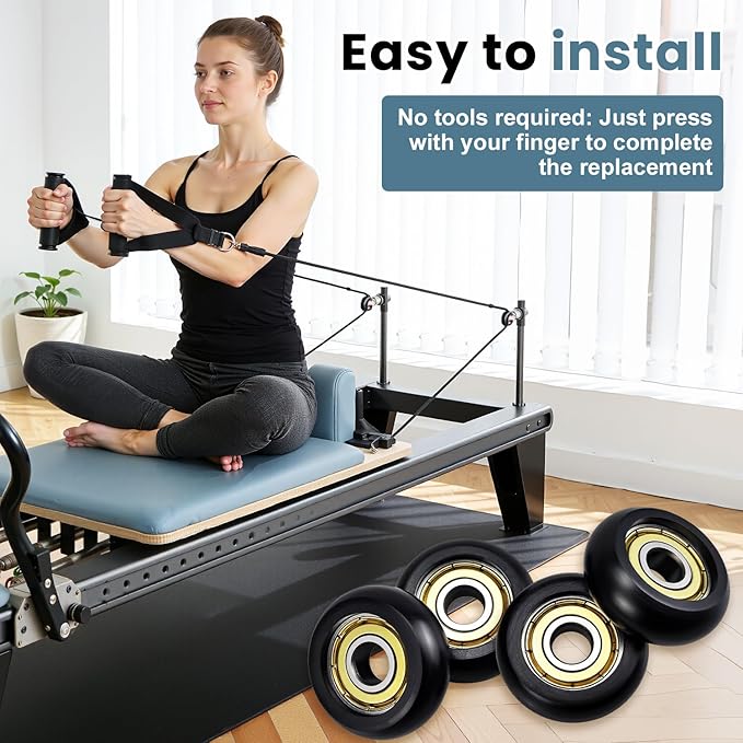 Replacement Roller Wheels for Aero Pilates Reformer - 32mm POM Wheels, Smooth Quiet Glide, Aero Pilates Machine Replacement Parts (4-Pack)