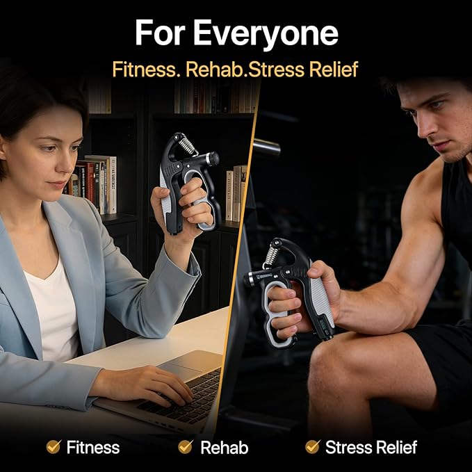 PowerGrip Adjustable Hand Grip Strength Trainer, Heavy Duty Exercise Equipment with Resistance Range 10-150kg, Ergonomic Design for Forearm Workout