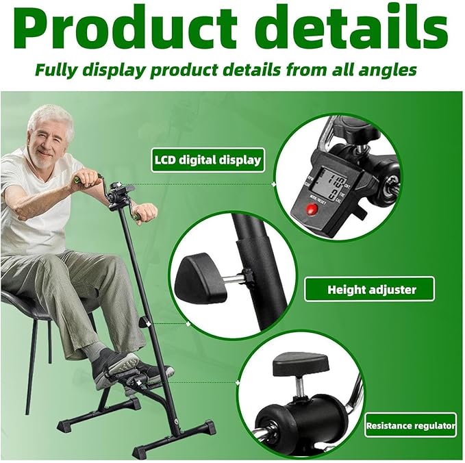 Pedal Exerciser Bike for Seniors Hand Arm Leg and Knee Stroke Recovery Equipment for Seniors fit for Full Body Great Gift for Elderly RehabWorkout