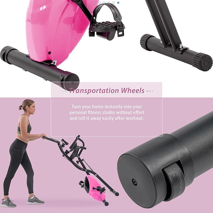 Merax Exercise Bike Folding Exercise Bike Indoor Upright Recumbent Fitness Cycling Bike Magnetic X-Bike with 16-Level Adjustable Resistance for Home Workout 350LB Weight Capacity
