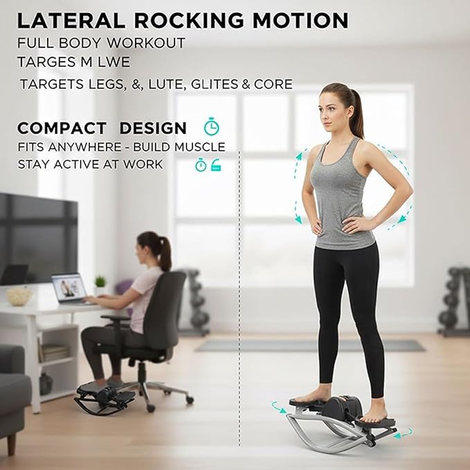 Rock Stepper, Rock Lateral Stepper Side to Side, Low Impacts Fitness Rocking Steppers Machine, Portable Compact Step Rocker Exercise Machine Home Workout Fitness, for Leg Core Glutes Training