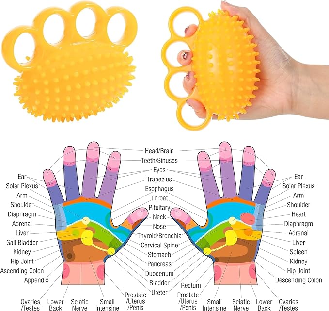 Grip Strengthener Hand Exerciser Ball, Yellow, TPR Material, Ellipse Shaped, Physical Therapy Hand Exercisers for Rehab, Arthritis, Carpal Tunnel, Stress Relief