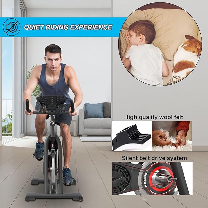 Exercise Bikes Stationary,Exercise Bike for Home Indoor Cycling Bike for Home Cardio Gym,Workout Bike with Mount & LCD Monitor,Silent Belt Drive