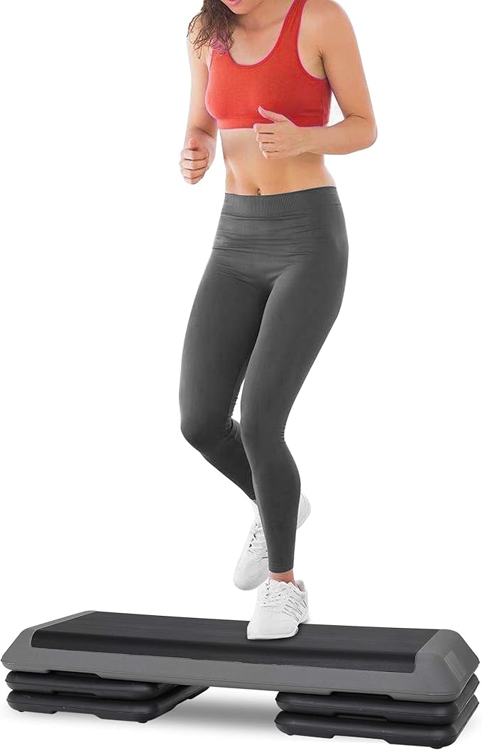 ZenStyle 43" Adjustable Aerobic Stepper Bench with 4/6/8 Inch Risers, Non-Slip Surface for Cardio, Strength Training & Home Fitness Workout