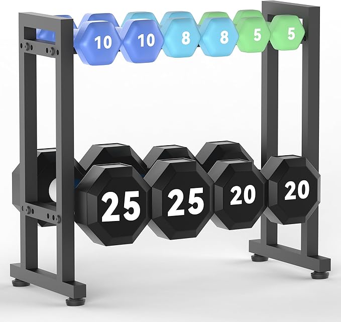 Dumbbell Rack 2-Tier 18 IN Length Adjustable Weight Rack for Home Gym Dumbbells Kettlebell, Small Dumbbell Rack 250 LB Capacity, Dumbbell Rack Stand Only