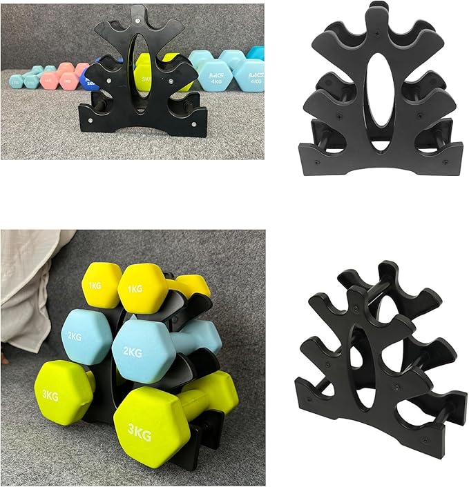 Neoprene Dumbbell Rack Hand Weights Bracket Display Storage Stand Organizer Lightweight Plastic Assemble 6 Position Holder for Hand Weight Dumbbells 1LB-15LBS Gym Fitness