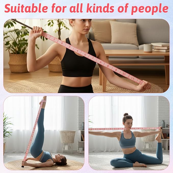 12 Loops Yoga Band, Yoga Bands for Stretching Stretching Bands Stretch Straps with Loops for Dance, Gymnastics, Physical Therapy, Flexibility & Resistance Training, Ballet, Latin Workouts