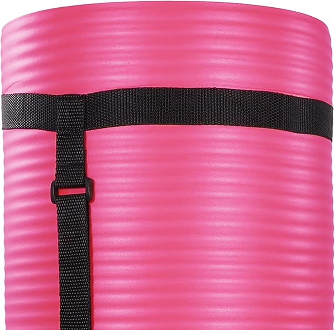 BalanceFrom 71x24 Inches Yoga Mat with Knee Pad and Optional Blocks – Extra 1-Inch Thick Non-Slip Foam with Anti-Tear Surface and Carrying Strap for Home, Studio, or Gym Workouts