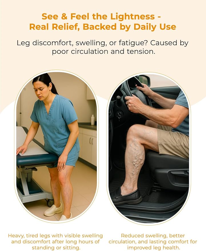 Leg Massager for Circulation and Pain Relief, Lymphatic Drainage & Varicose Veins Support - Calf, Foot & Knee Massager with SoothingPulse, Heat, Light & Vibration - White