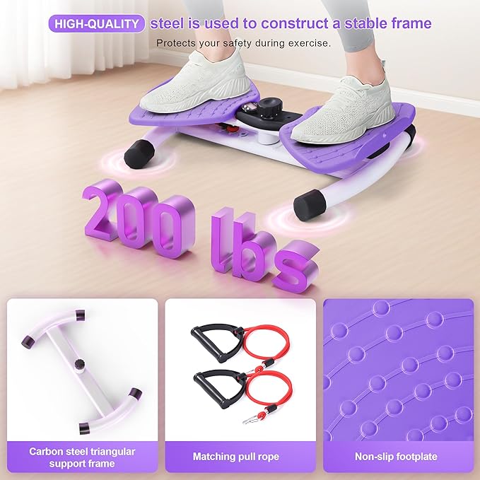 Waist Twister Machine Exercise at Home Workout Equipment for Women AB Twister Board Twist Fitness Tool (Purple and White)