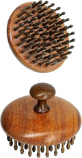 Wooden Scalp Massager for Hair Growth, Bamboo Head Massage Brush to Stimulate Circulation, Natural Anti-Static Scalp Scrubber for Wet/Dry, Relaxing Gua Sha Tool for Face & Body, Gift for Women Men