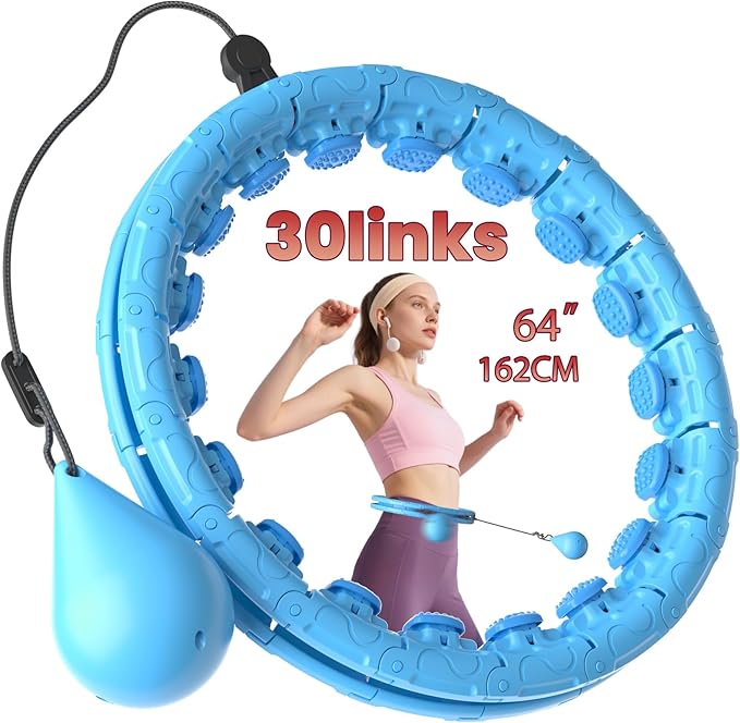 Weighted Infinity Exercise Hoop - 64in 30 Links Smart Hoop for Adult Weight Loss, Plus Size Low-Impact Fitness Hoop for Beginners & Women