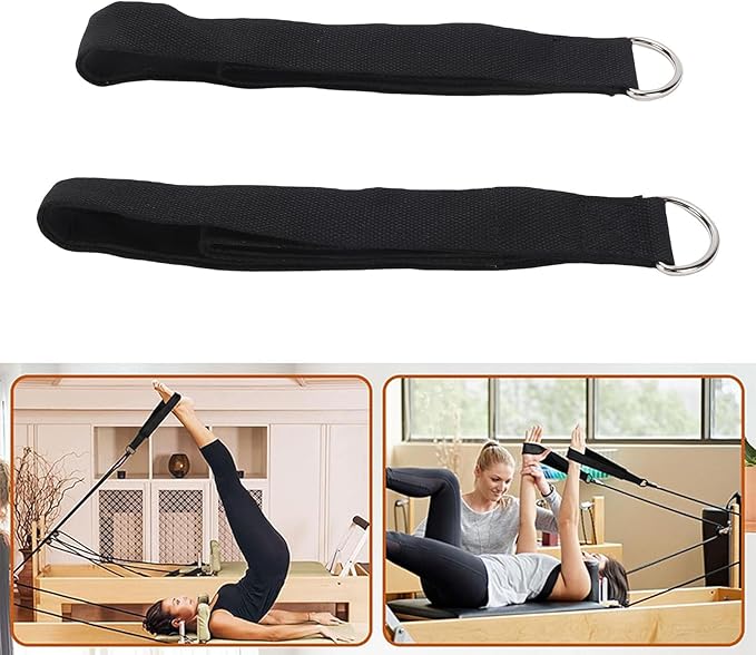 2PCS Pilates Double Loop Straps, with D Buckle, Adjustable Exercise Wrist Bands, for Home Gym, Pilates Bed