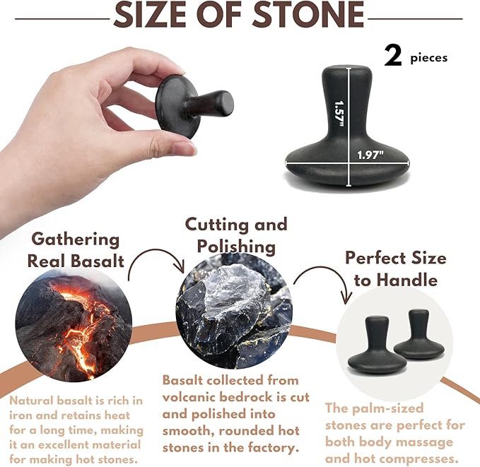 Massage Stones 2 Pieces Mushroom Shaped - Hot Stones Massage Set Hot Rocks Kit for Neck and Face