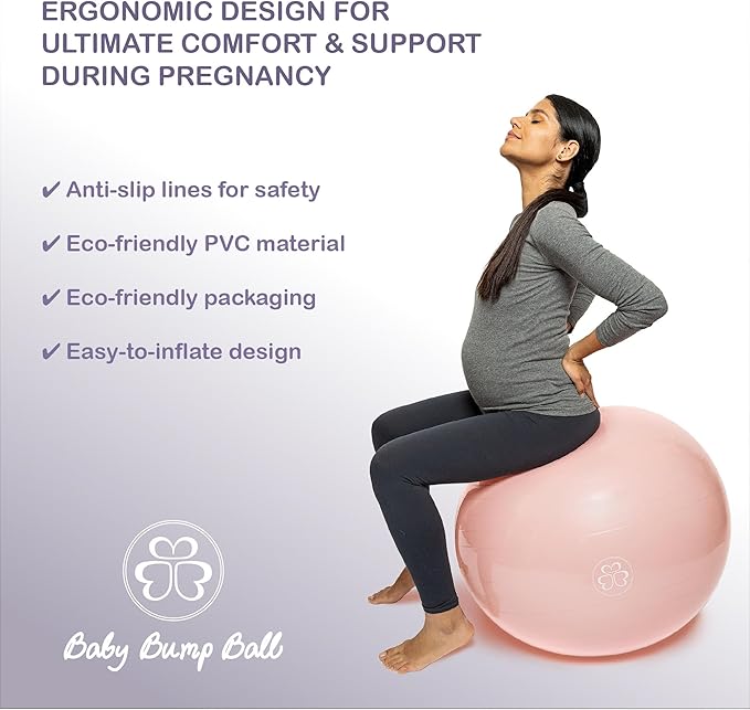 Baby Bump Birthing Ball for Pregnancy & Labor | Maternity, Yoga, Pilates & Exercise Ball | Anti-Burst, Non-Slip Design