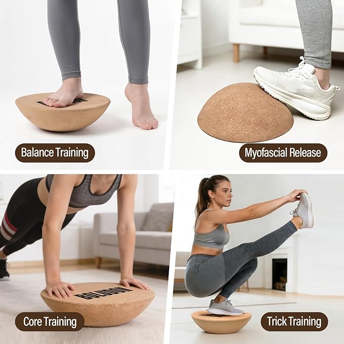 2026 NEW | Cork Half Ball for Surf Balance Board | Ø11.8" Wobble Board | Balance Boards Accessory for Yoga, Fitness, Rehab, Pilates & Surf Training | Eco-Friendly Natural Cork Slack Board