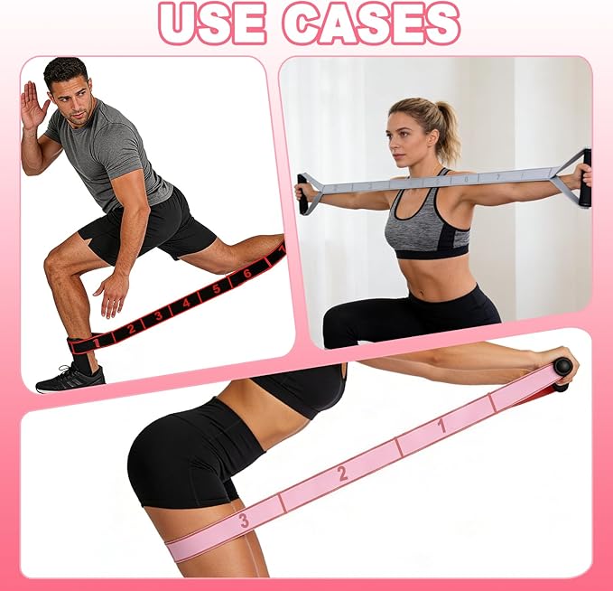 3 Pack Fitness Resistance Bands with Handles, Numbered Resistance Band, 8-Section Elastic Training Bands for Yoga, Stretching, Pilates, Fitness